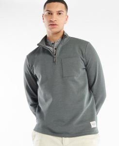 Barbour Broughton Half Zip Sweatshirt Charcoal | XEI217043