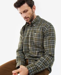 Barbour Coll Thermo Shirt Olive | KIN539260