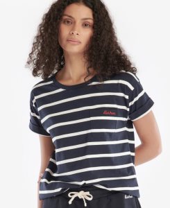 Barbour Otterburn Stripe T-Shirt Navy White | QRD316754