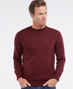 Barbour Pima Cotton Crew Neck Jumper Cabernet | OFD724596