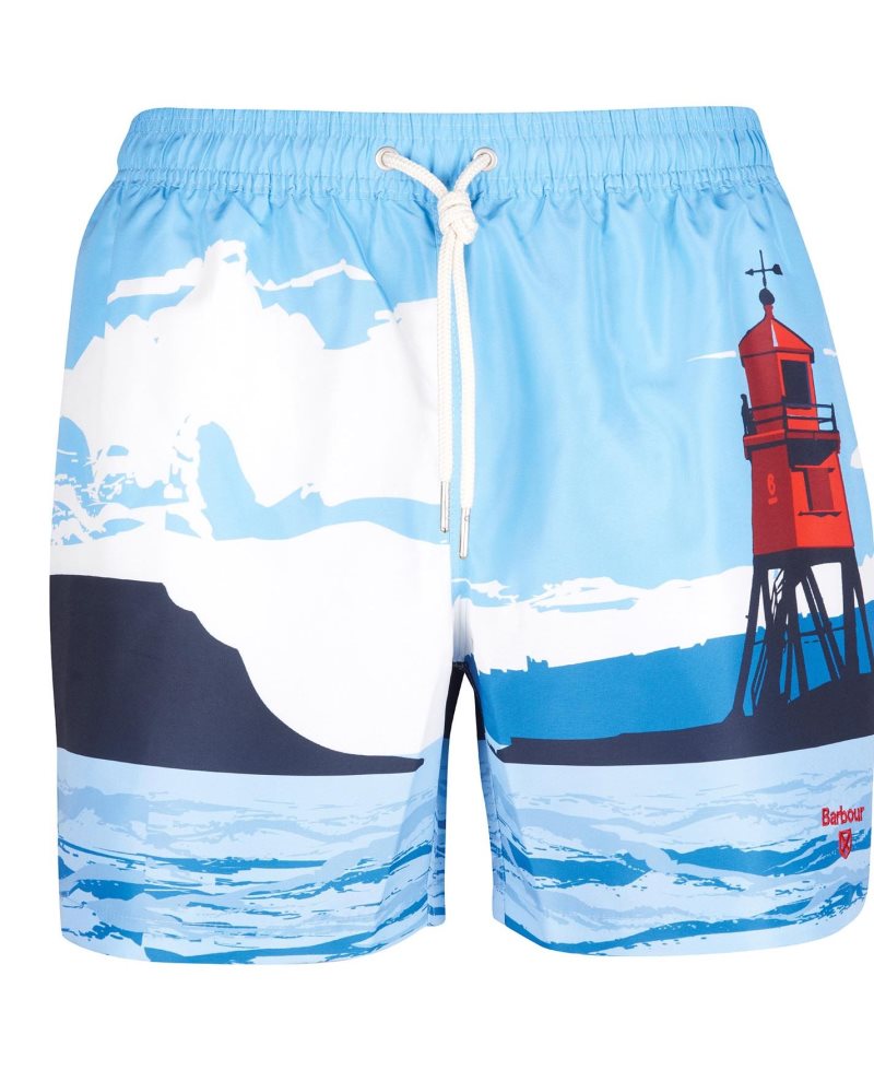 Barbour Beacon Print Swim Shorts Blue | ZXW340967