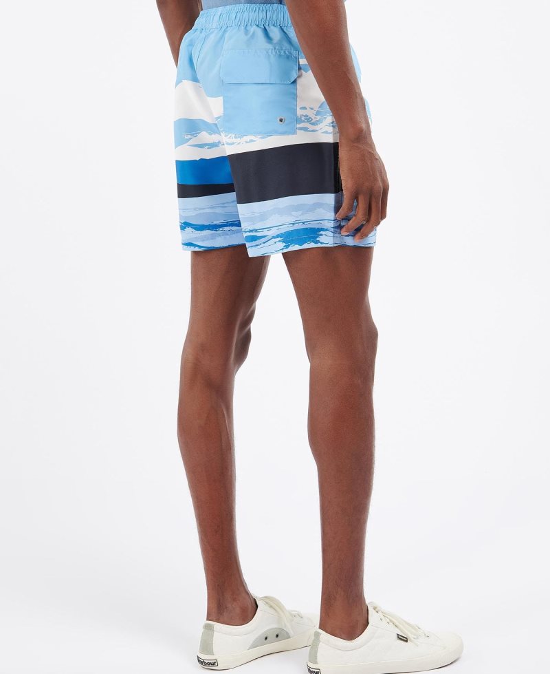 Barbour Beacon Print Swim Shorts Blue | ZXW340967