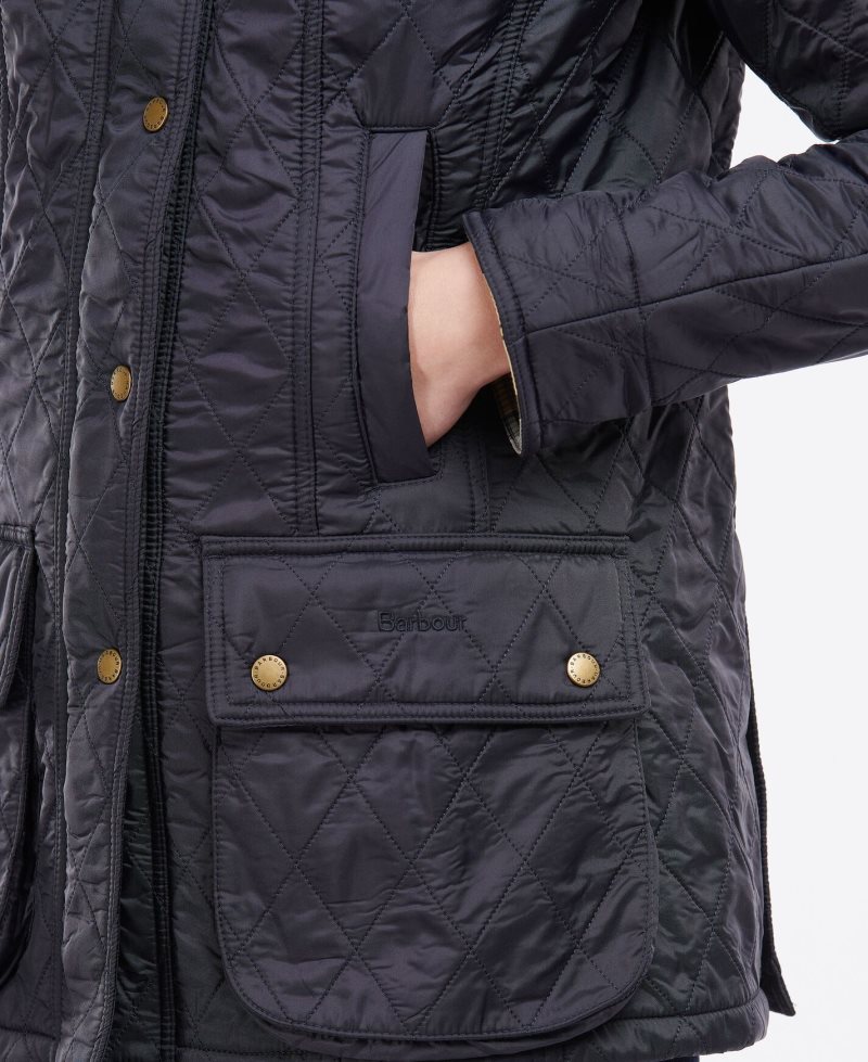 Barbour Beadnell Polarquilt Jacket Aubergine Black | WTE084192