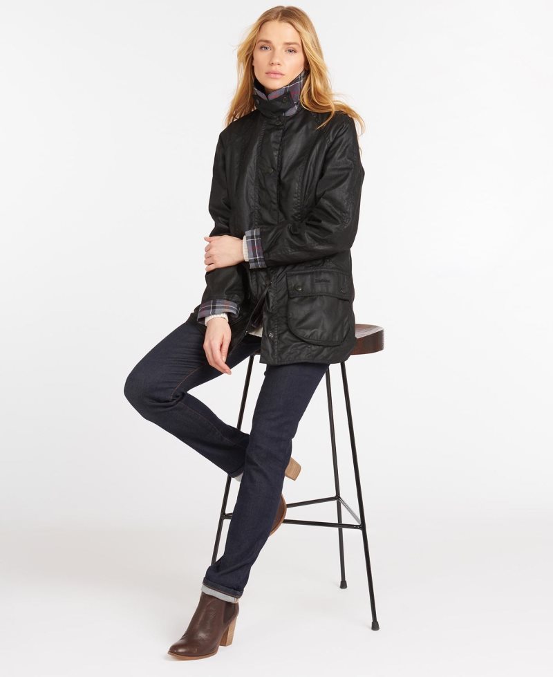 Barbour Beadnell? Wax Jacket Black | BKM246103