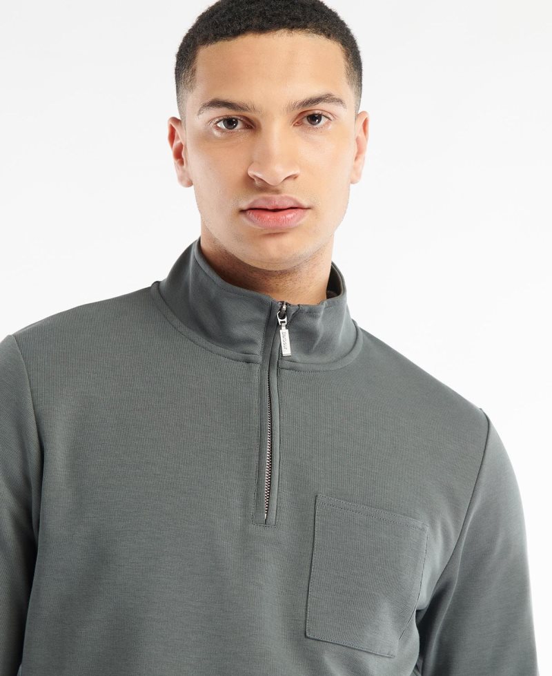 Barbour Broughton Half Zip Sweatshirt Charcoal | XEI217043