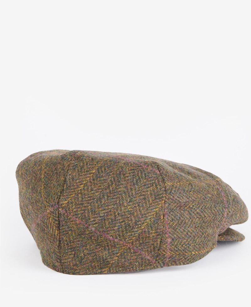 Barbour Cairn Flat Cap Olive Blue Red | SOZ701896