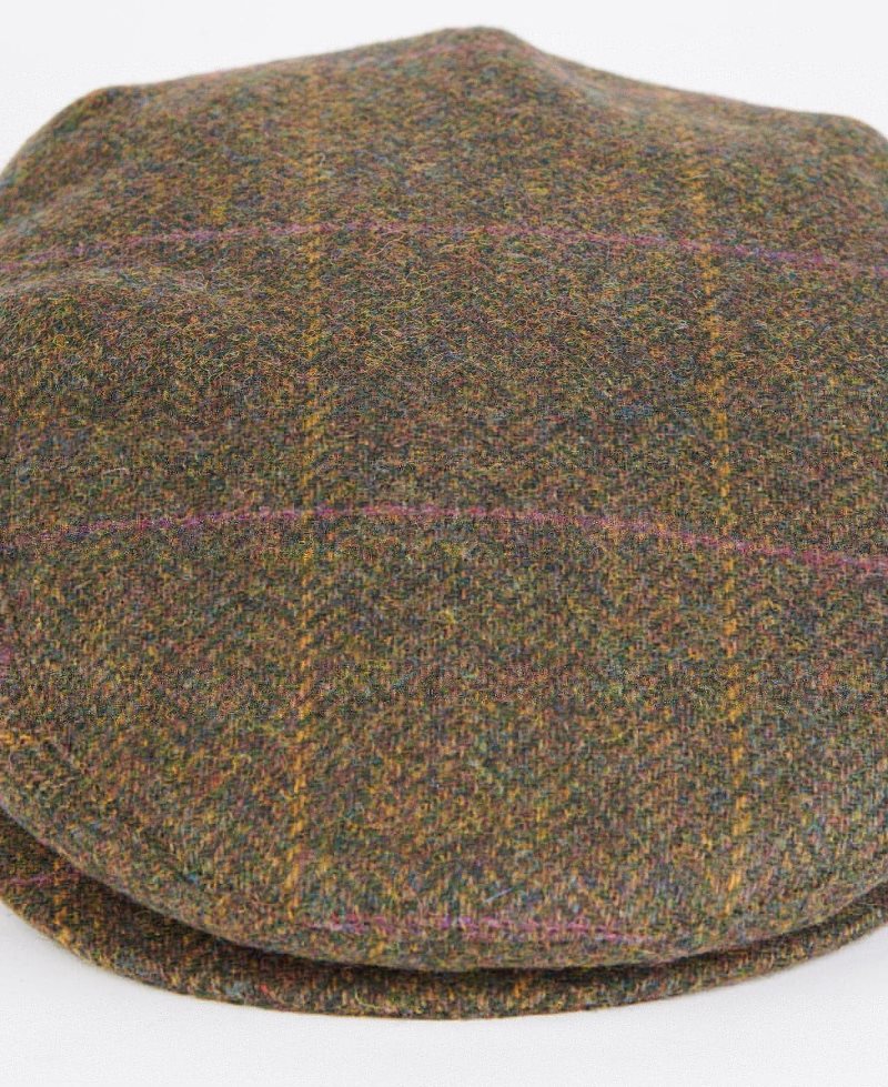 Barbour Cairn Flat Cap Olive Blue Red | SOZ701896