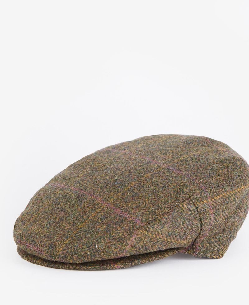 Barbour Cairn Flat Cap Olive Blue Red | SOZ701896