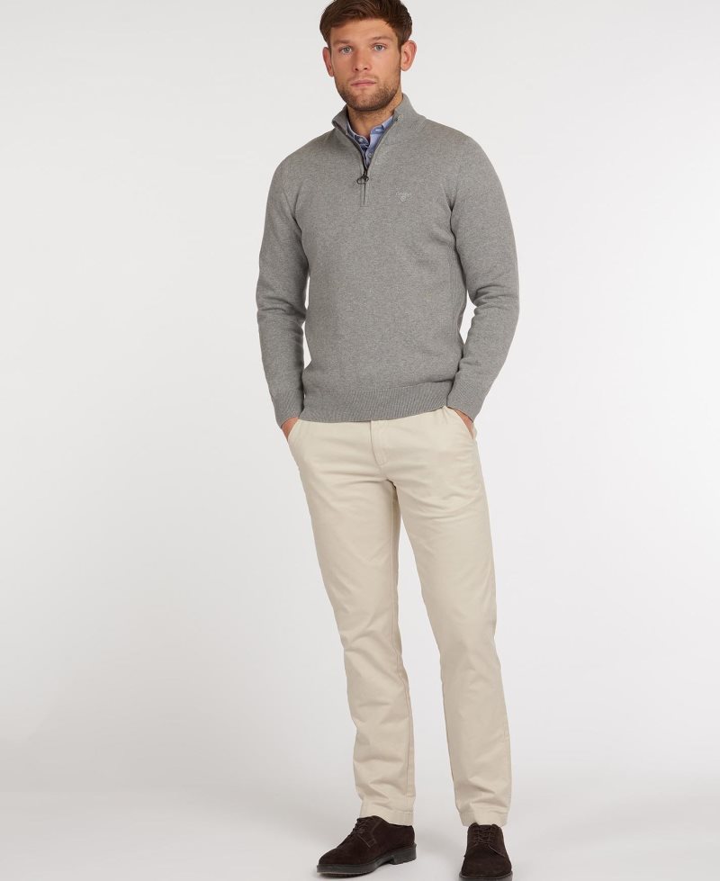 Barbour Cotton Half Zip Sweater Grey Marl | WFQ705126