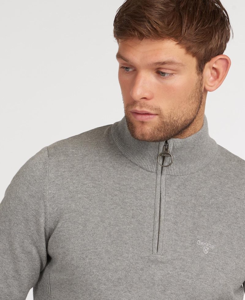 Barbour Cotton Half Zip Sweater Grey Marl | WFQ705126