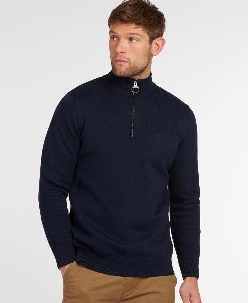 Barbour Cotton Half Zip Sweater Grey Marl | ZLB269180