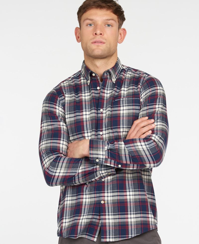 Barbour Crossfell Tailored Shirt Deep Blue | IZF379821