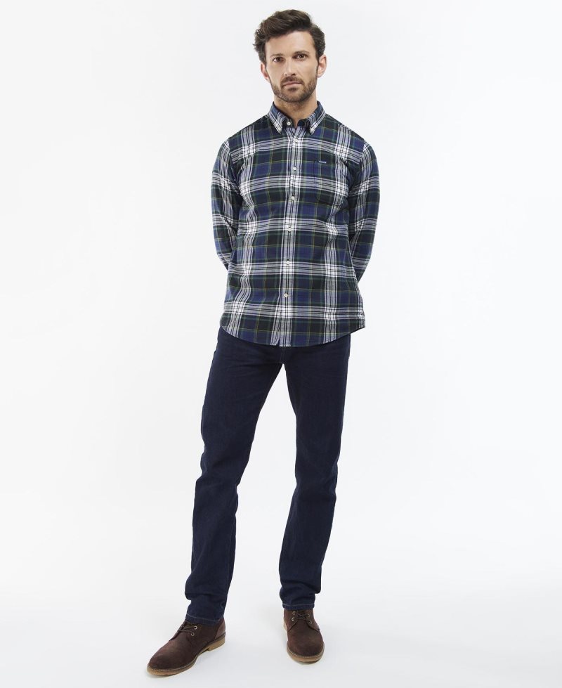 Barbour Crossfell Tailored Shirt Deep Blue | WQS164723