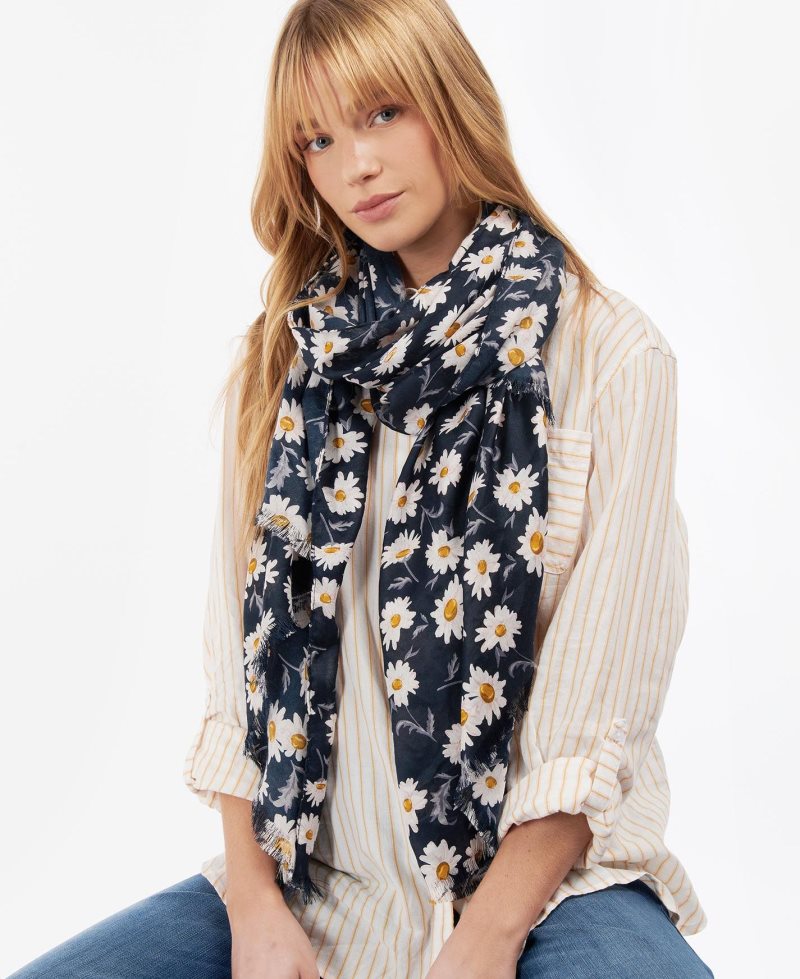 Barbour Daisy Print Wrap Navy | QGI564289