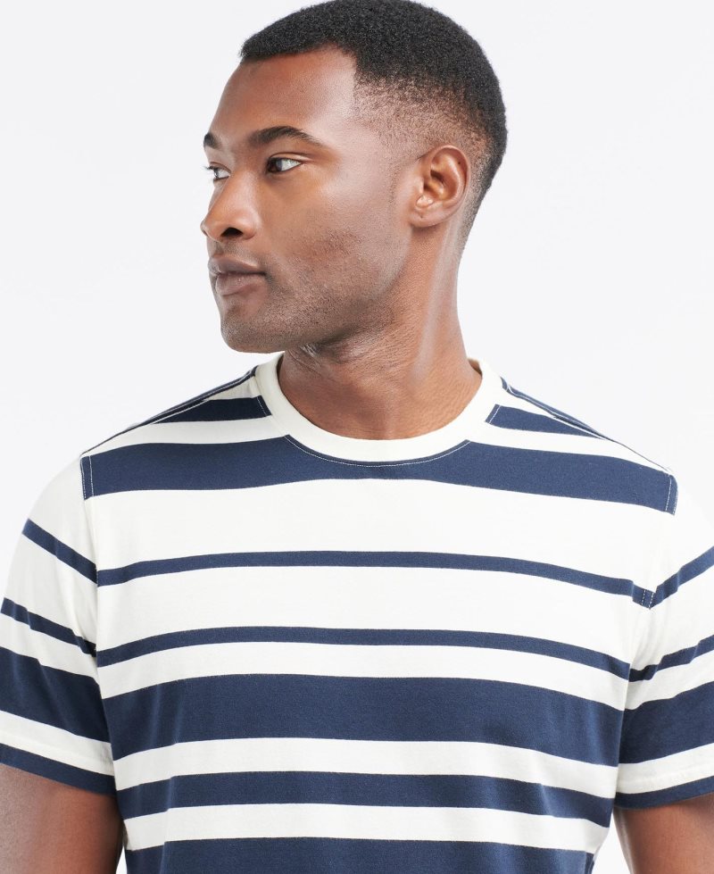 Barbour Davit Striped T-Shirt Antique White | HRU986453