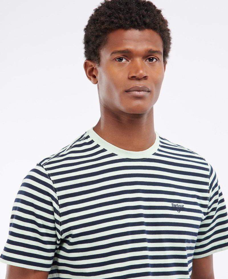 Barbour Delamere Stripe T-Shirt Dusty Mint | JGT568493