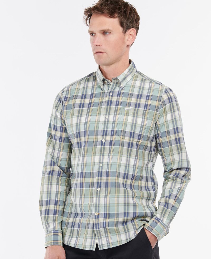 Barbour Elmwood Tailored Shirt Blue | OIJ761483