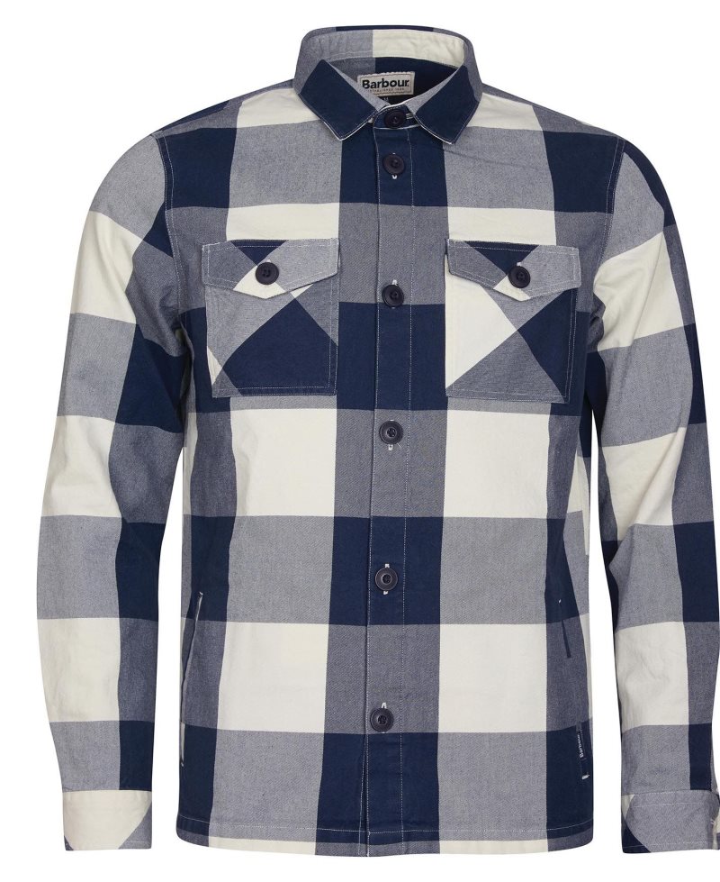 Barbour Essential Check Overshirt Navy | NAQ195248