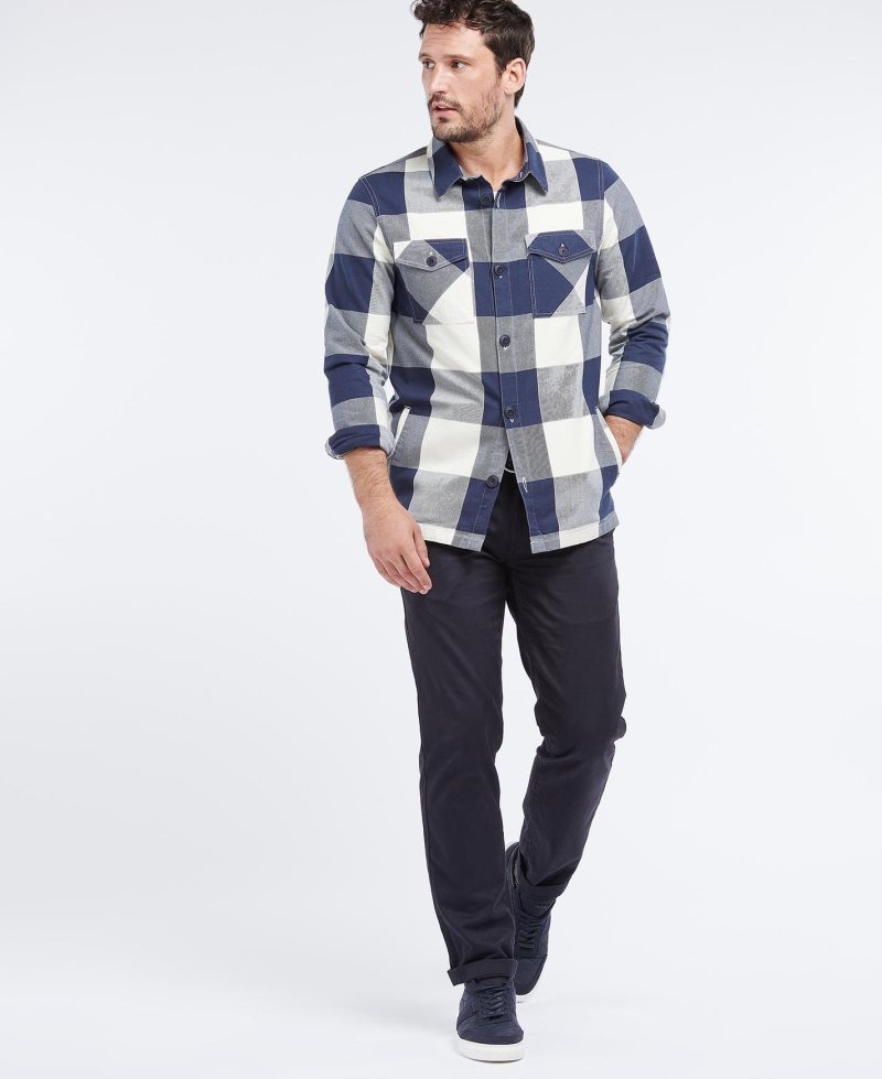 Barbour Essential Check Overshirt Navy | NAQ195248