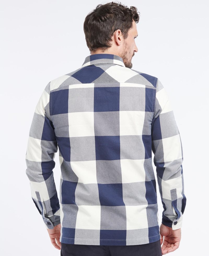 Barbour Essential Check Overshirt Navy | NAQ195248