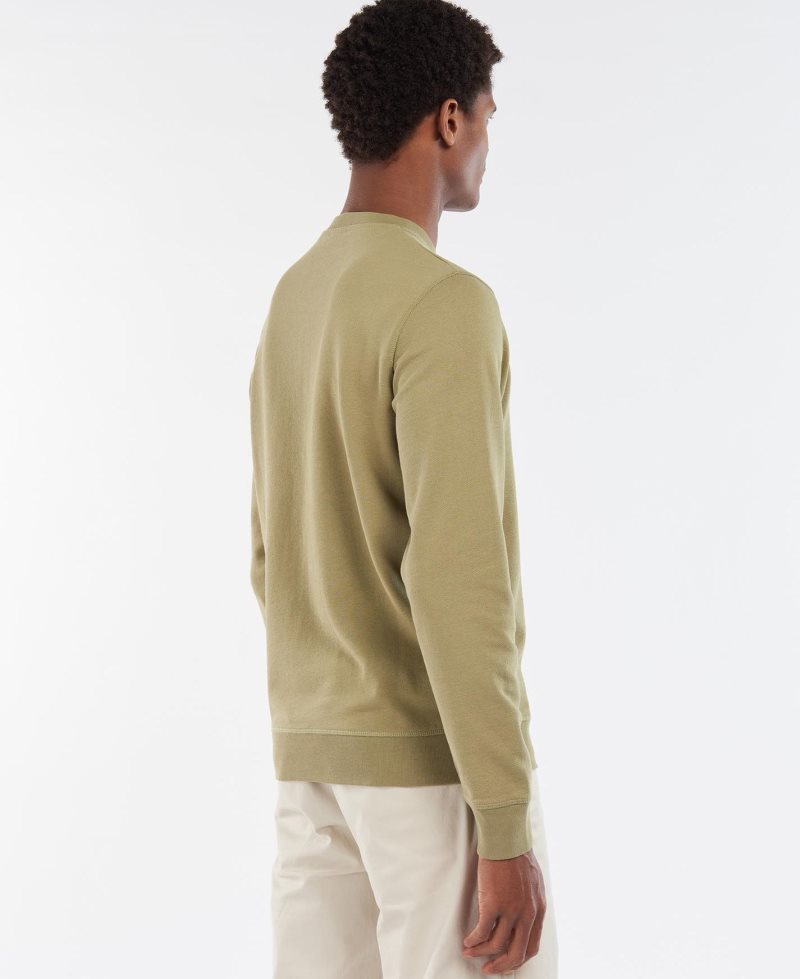 Barbour Explorer Camper Crew Jumper Washed Olive | UQM890456