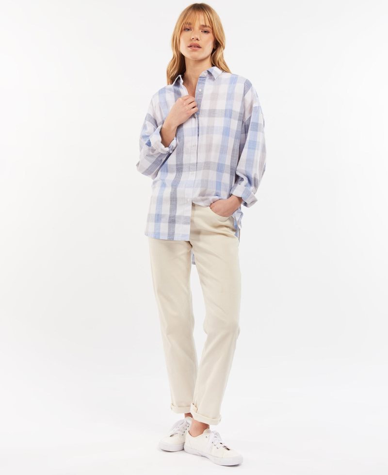 Barbour Explorer Lara Shirt Blue Check | ULJ615237