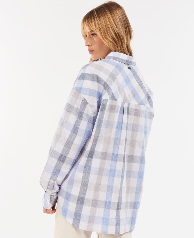 Barbour Explorer Lara Shirt Blue Check | ULJ615237