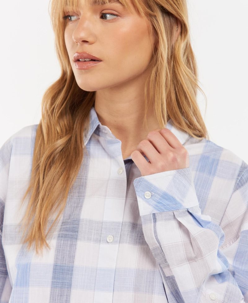 Barbour Explorer Lara Shirt Blue Check | ULJ615237