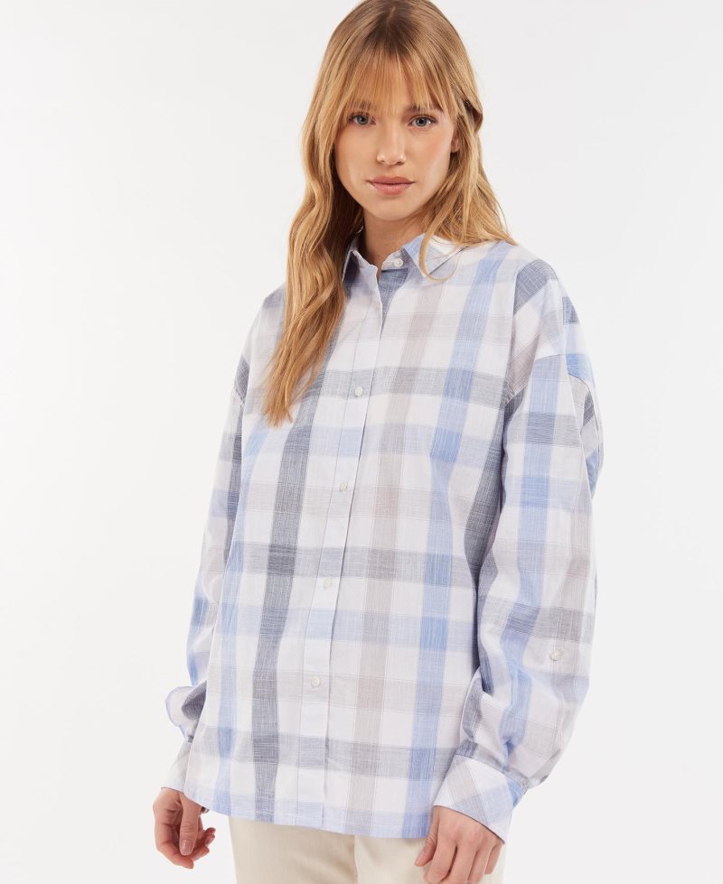 Barbour Explorer Lara Shirt Blue Check | ULJ615237