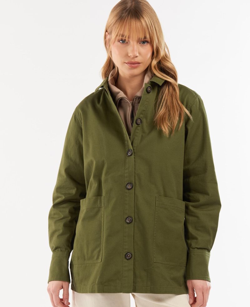 Barbour Explorer Marley Overshirt Dark Moss | VHA982046