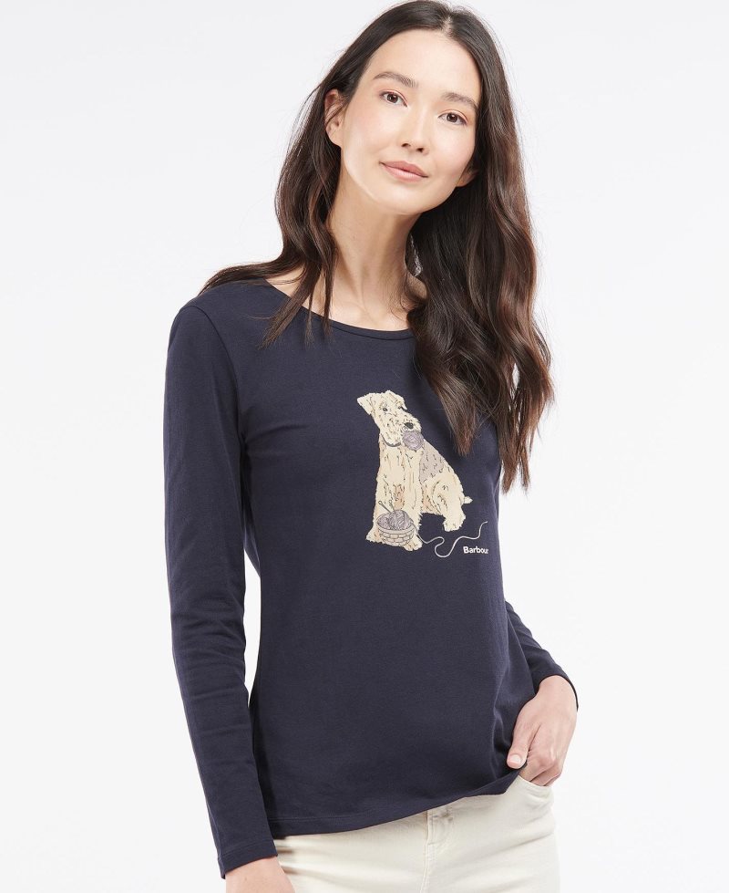 Barbour Fairsfield Long Sleeve T-Shirt Navy | WAD687905