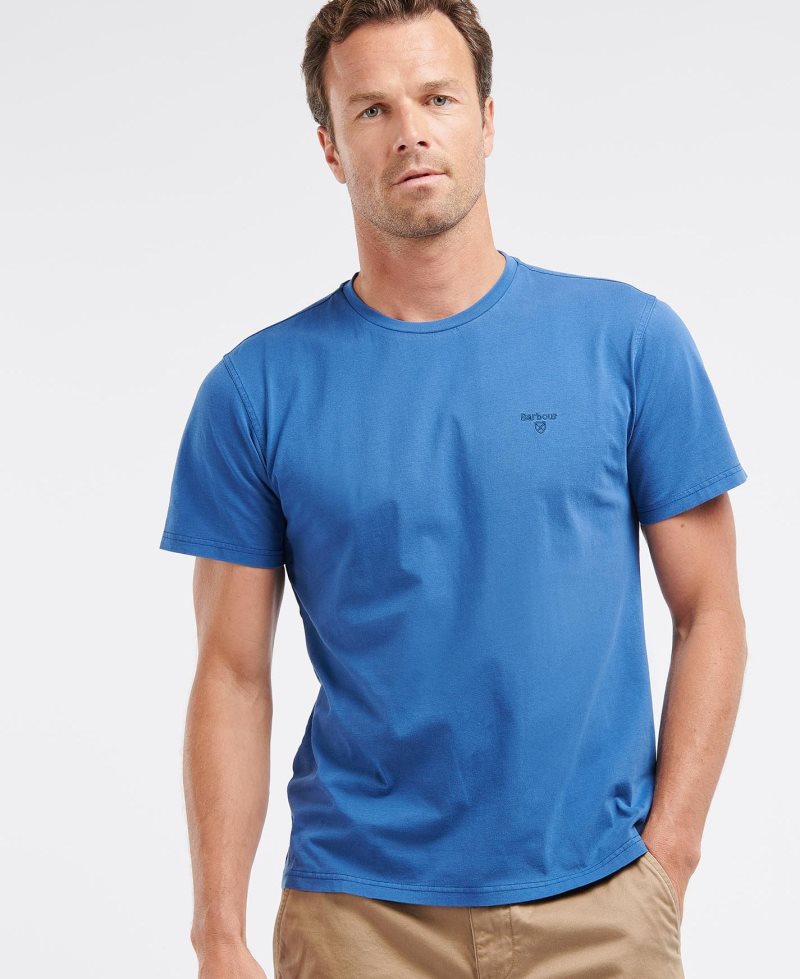 Barbour Garment Dyed T-Shirt Marine Blue | NBD932714