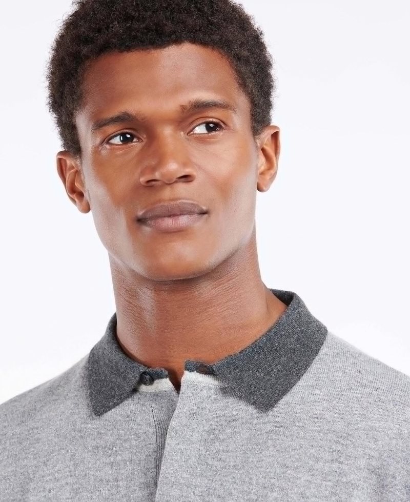 Barbour Gladstone Knitted Polo Shirt Light Grey Marl | SDZ482163