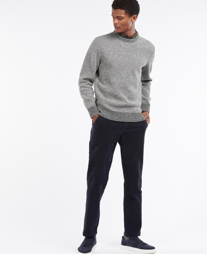 Barbour Harrison Knitted Crew Jumper Grey Marl | GOQ586901