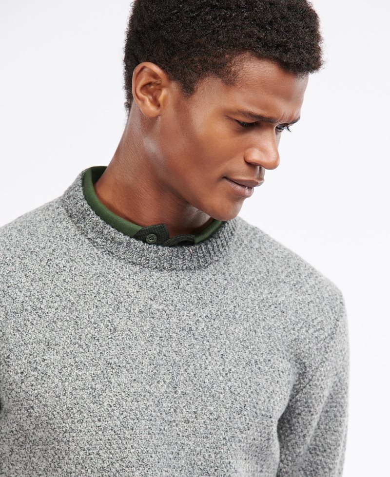 Barbour Harrison Knitted Crew Jumper Grey Marl | GOQ586901