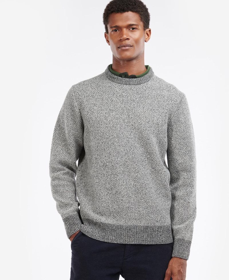 Barbour Harrison Knitted Crew Jumper Grey Marl | GOQ586901