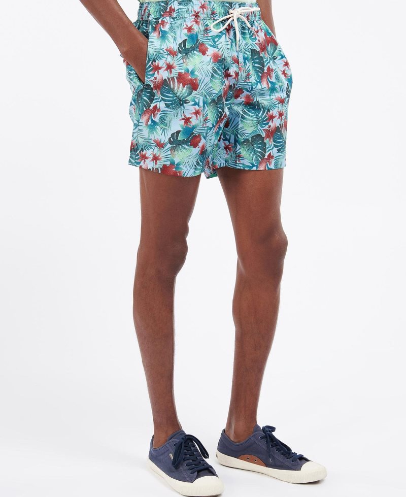 Barbour Hawaiian Print Swim Shorts Powder Blue | PXZ278649