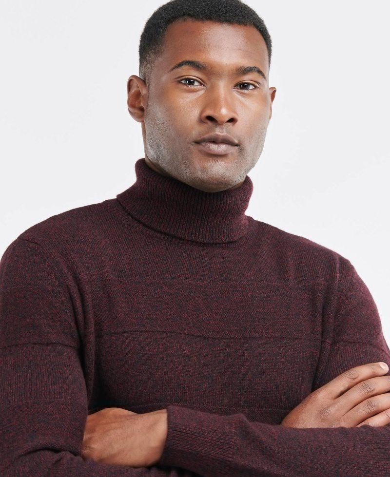 Barbour Hurley Roll Neck Jumper Winter Red | XFM327489