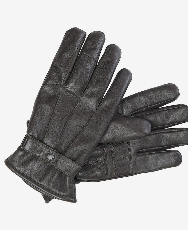 Barbour Insulated Burnished Leather Gloves Black | GCP174082