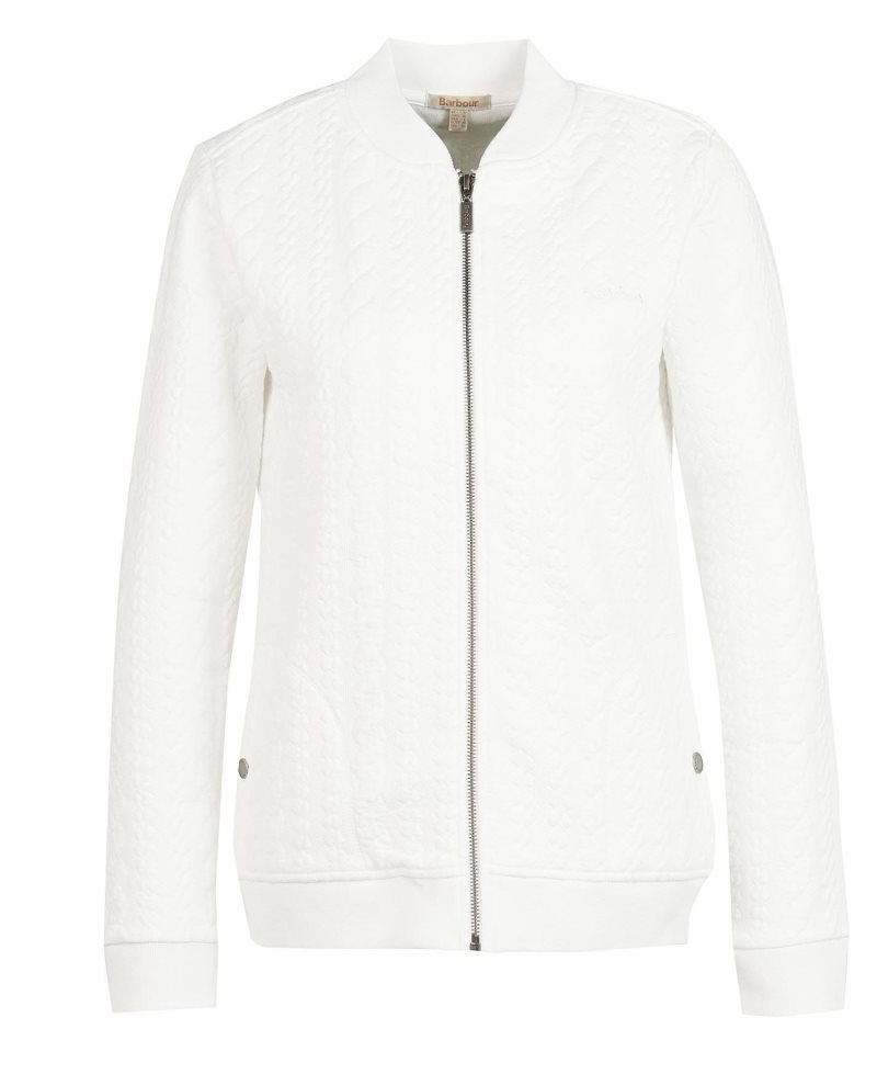 Barbour Kelsey Zip Sweatshirt Off White | FBM785319