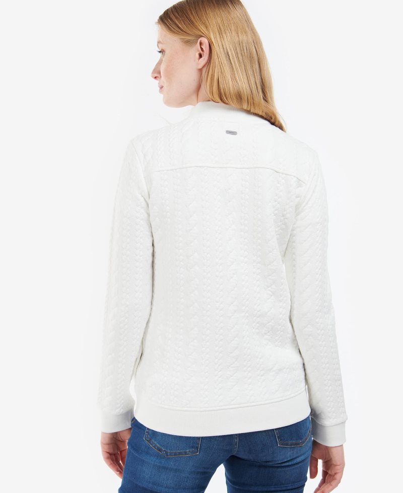 Barbour Kelsey Zip Sweatshirt Off White | FBM785319