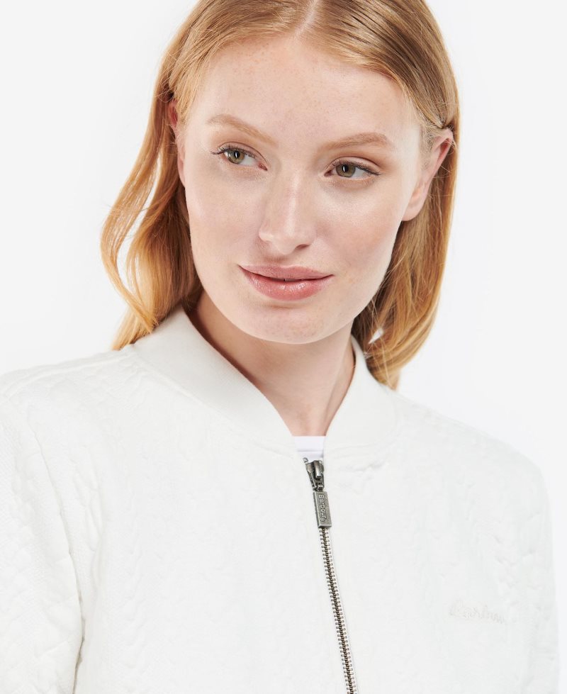 Barbour Kelsey Zip Sweatshirt Off White | FBM785319