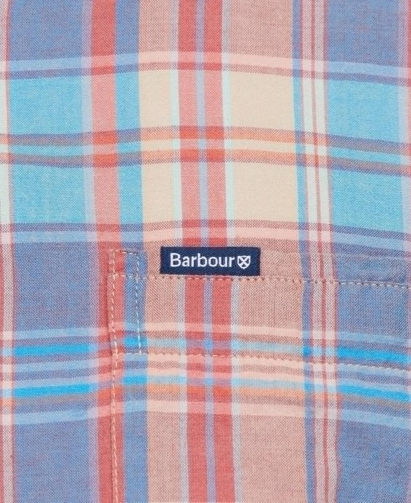 Barbour Langstone Short Sleeve Summer Shirt Blue | RBJ013679