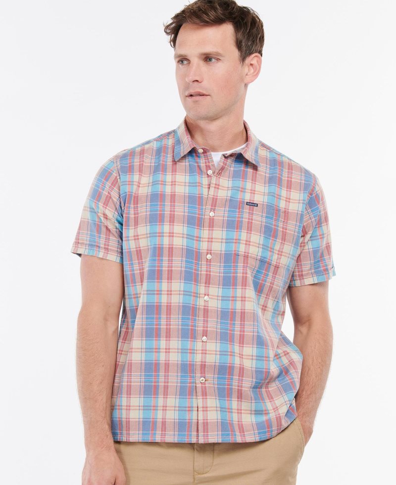 Barbour Langstone Short Sleeve Summer Shirt Blue | RBJ013679