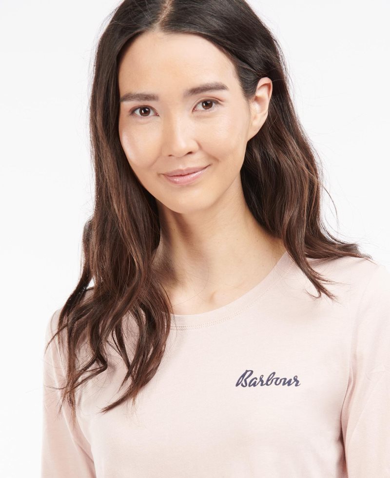 Barbour Long Sleeve Edie T-Shirt Lt Pink | DAV643798