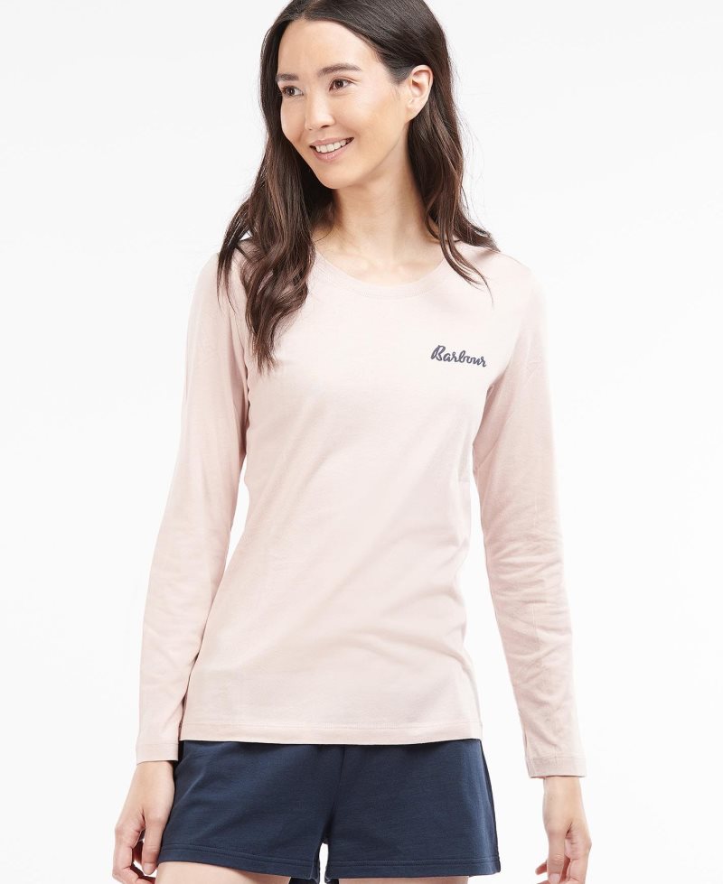 Barbour Long Sleeve Edie T-Shirt Lt Pink | DAV643798