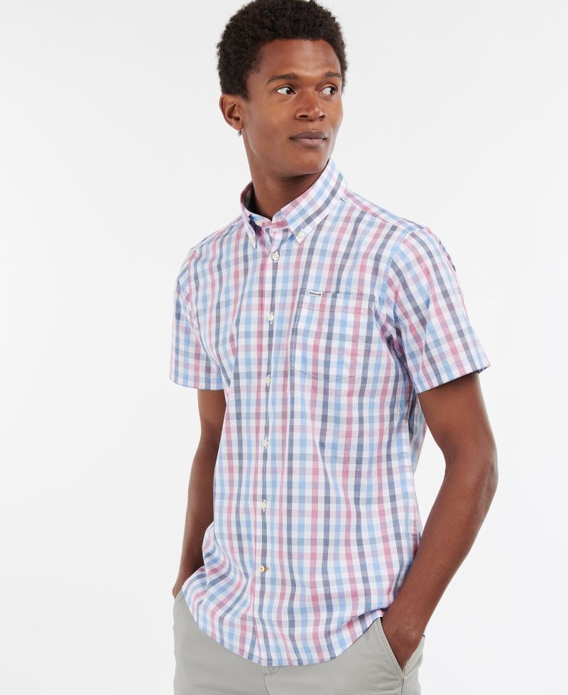 Barbour Longstone Short Sleeve Tailored Red | TGZ173865