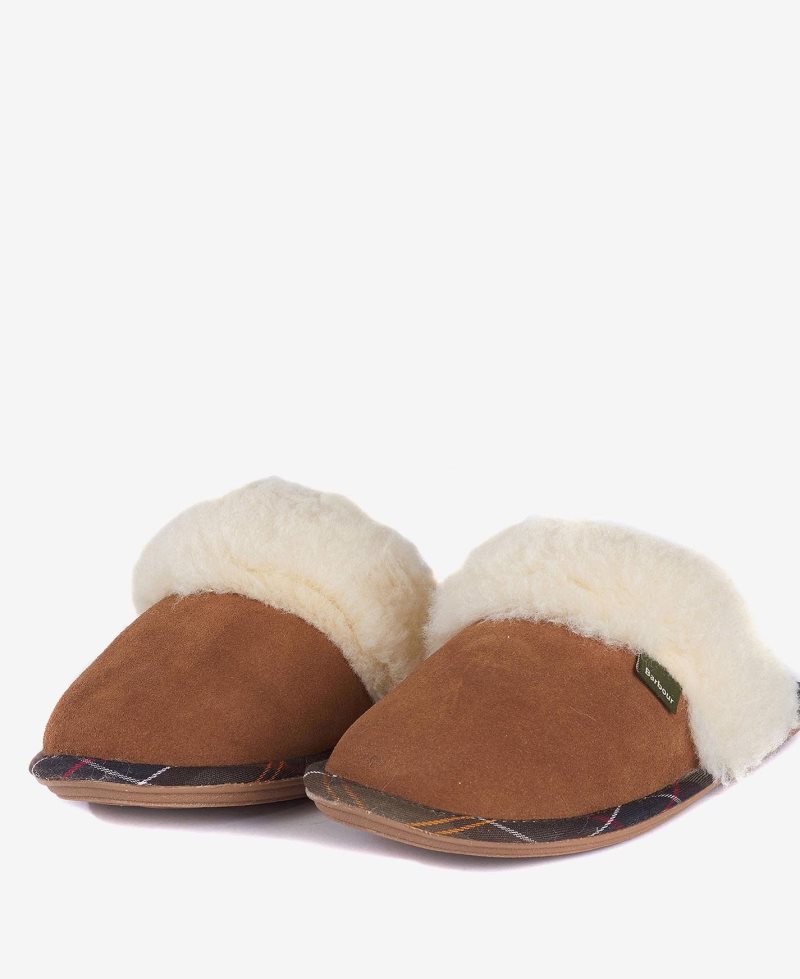 Barbour Lydia Mule Slippers Pink Suede | NAY163482