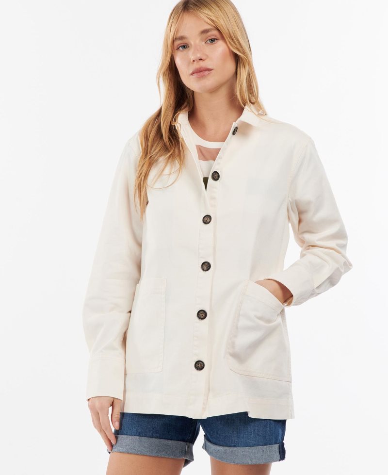 Barbour Lyndale Overshirt Ecru | XHM865924