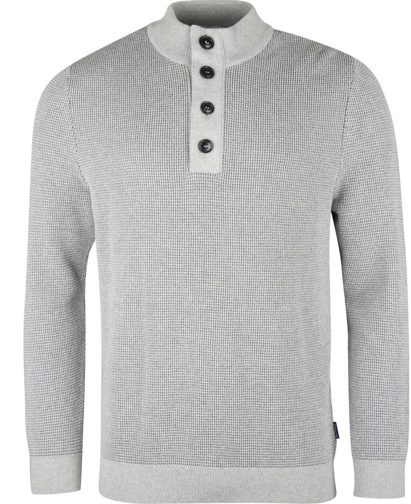 Barbour Malcolm Half Button Jumper Grey Marl | QRD371980